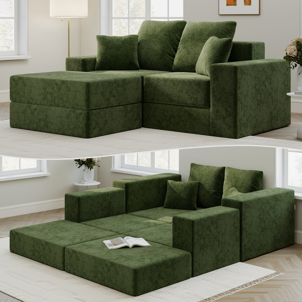 L-Shaped Cloud Modular Sectional Sofa with Reversible Chaise
