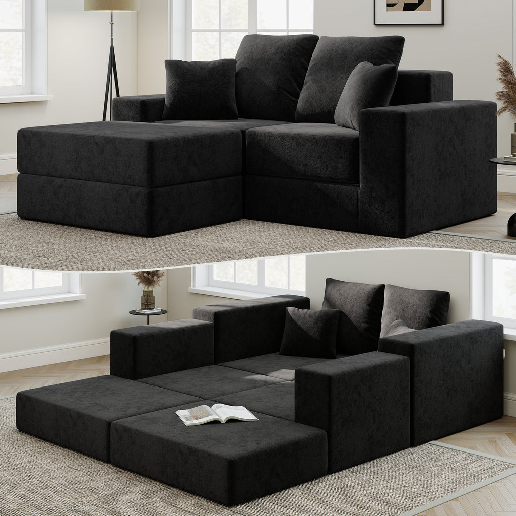 L-Shaped Cloud Modular Sectional Sofa with Reversible Chaise
