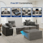 L-Shaped Cloud Modular Sectional Sofa with Reversible Chaise