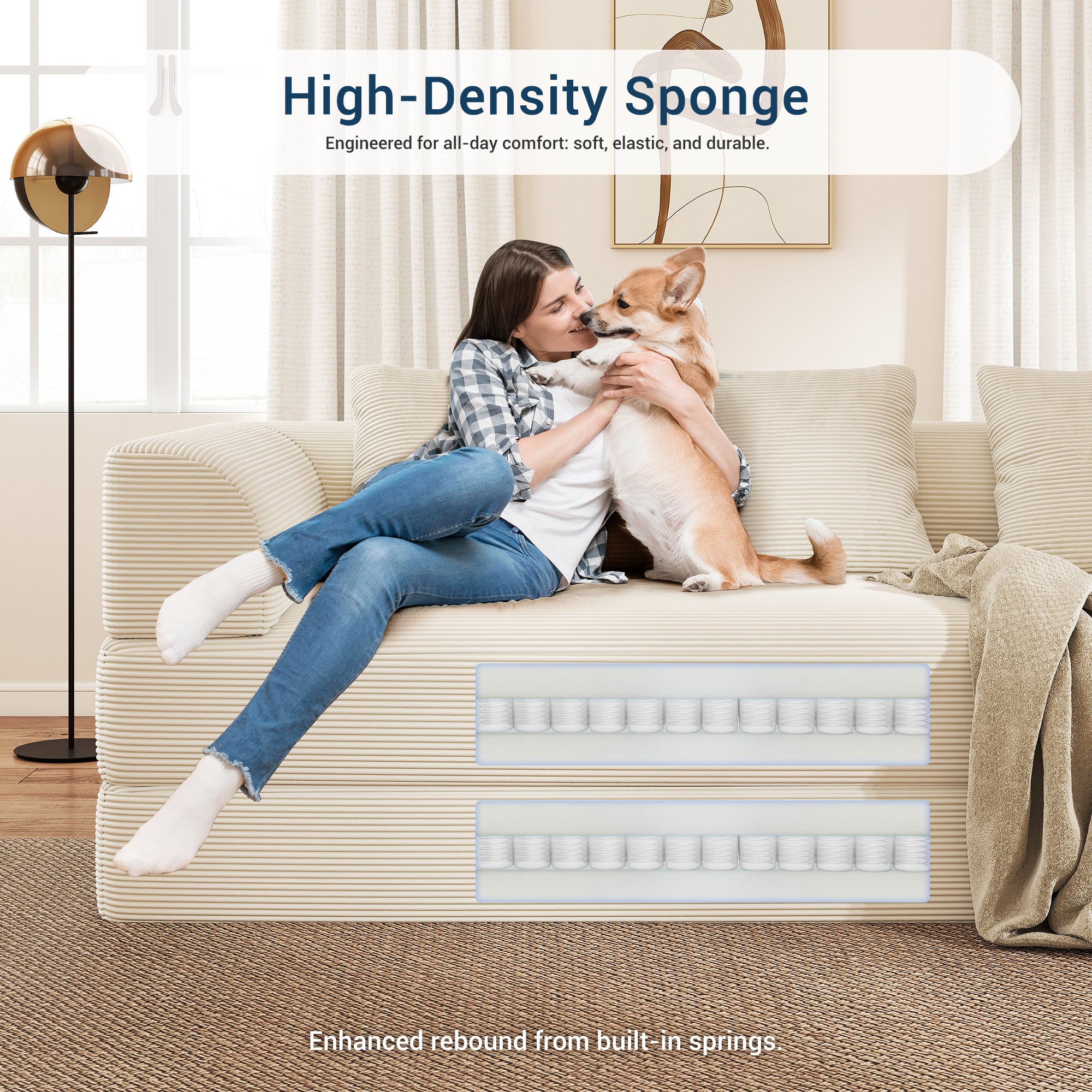 89" Convertible Sofa Bed 4-in-1