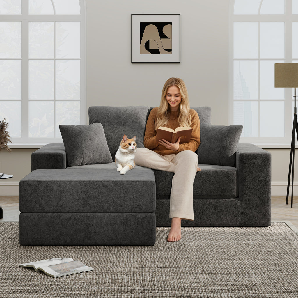 L-Shaped Cloud Modular Sectional Sofa with Reversible Chaise
