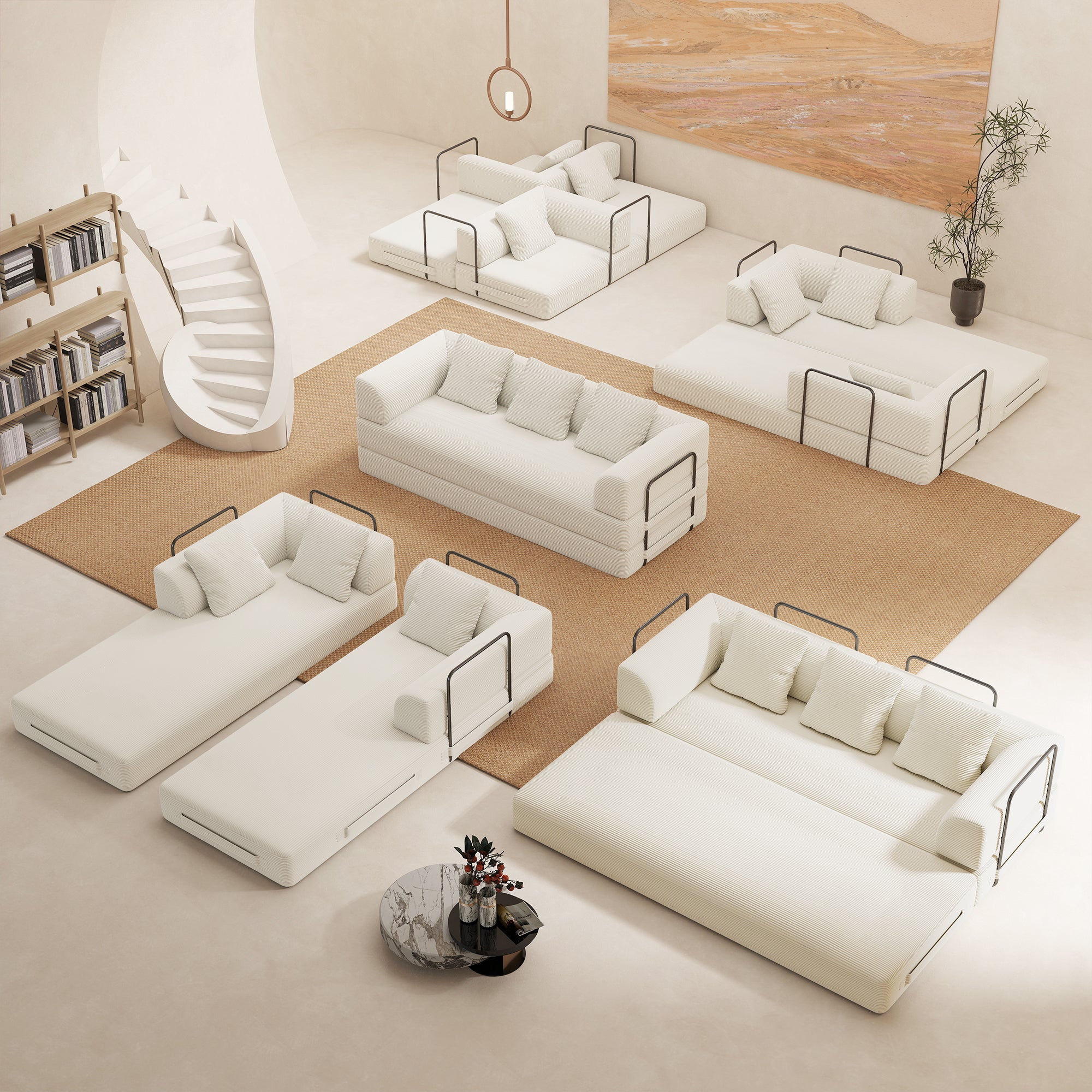 89" Convertible Sofa Bed 4-in-1