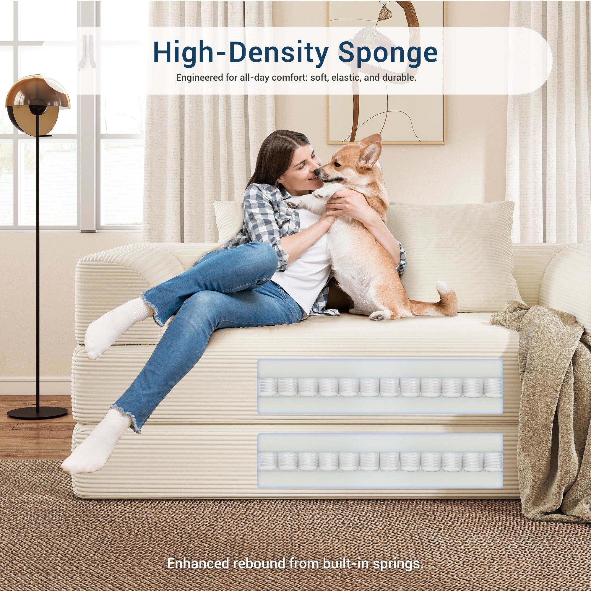 70" Convertible Floor Sofa Bed 4-in-1