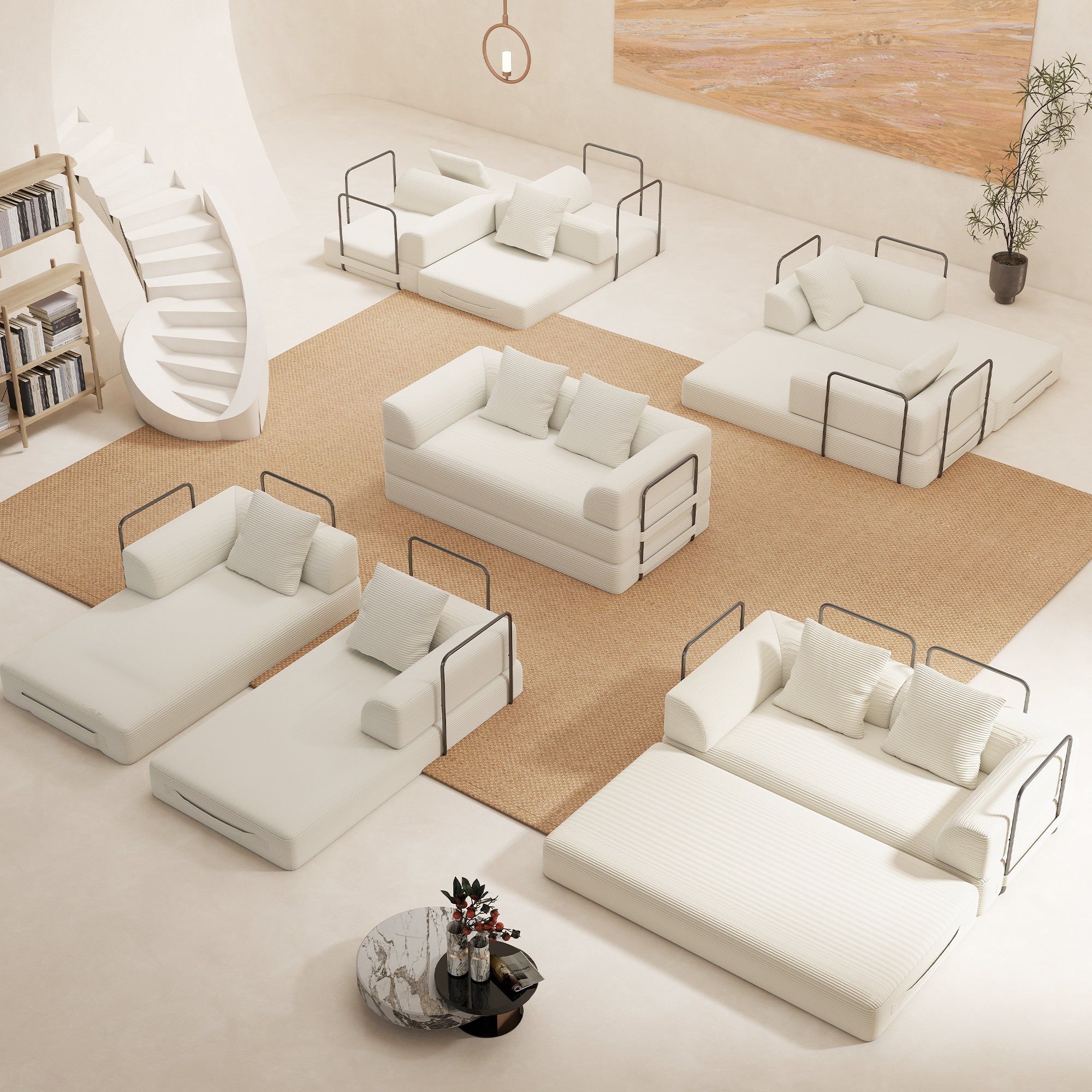 70" Convertible Floor Sofa Bed 4-in-1