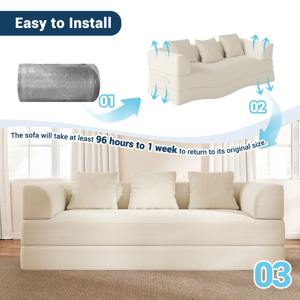89" Convertible Sofa Bed 4-in-1