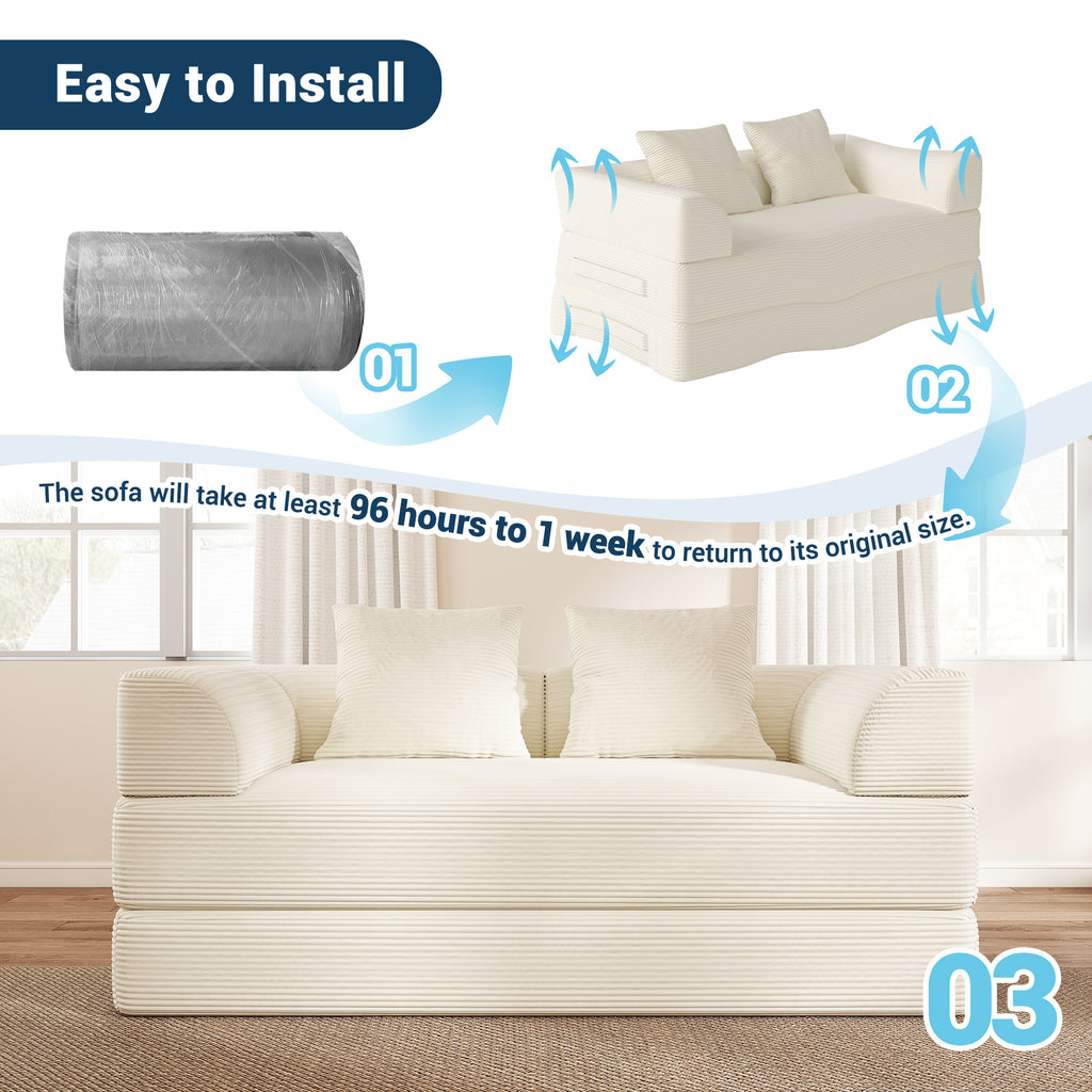 70" Convertible Floor Sofa Bed 4-in-1