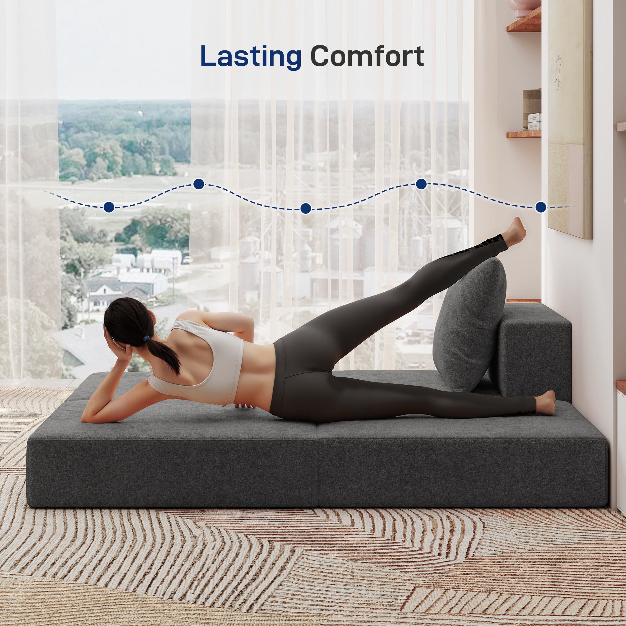 Modular Sectional Couch with 1 Ottoman
