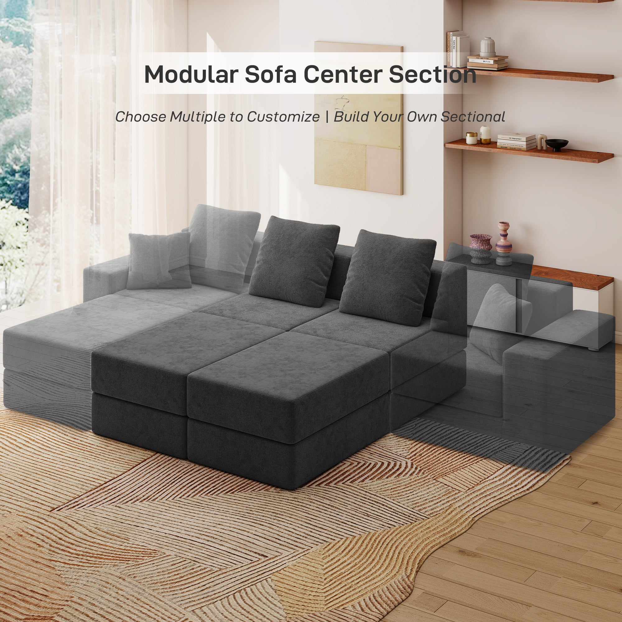 Modular Sectional Couch with 1 Ottoman