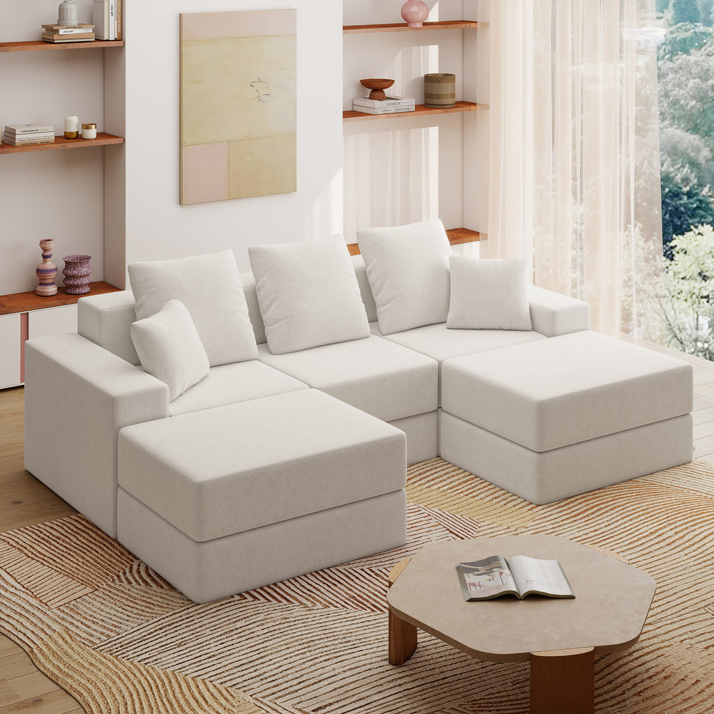 101" U-Shaped Cloud Sectional Sofa with 2 Ottomans