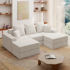 101" U-Shaped Cloud Sectional Sofa with 2 Ottomans