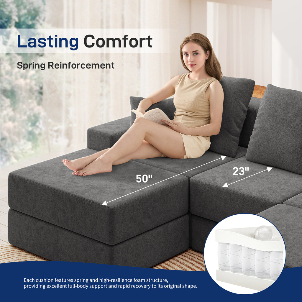 101" U-Shaped Cloud Sectional Sofa with 2 Ottomans