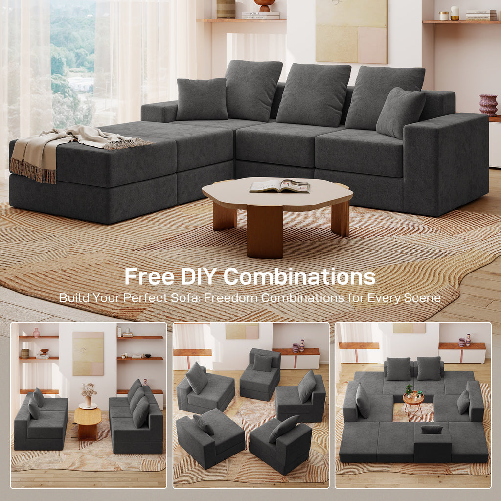 101" U-Shaped Cloud Sectional Sofa with 2 Ottomans