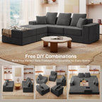 101" U-Shaped Cloud Sectional Sofa with 2 Ottomans