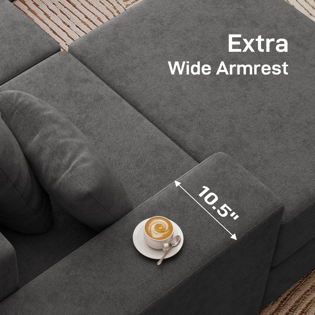 101" U-Shaped Cloud Sectional Sofa with 2 Ottomans
