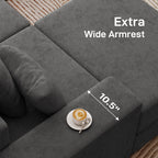 101" U-Shaped Cloud Sectional Sofa with 2 Ottomans