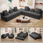128" U-Shaped Cloud Sectional Sofa with 3 Ottomans