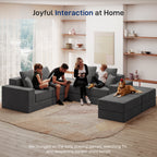 128" U-Shaped Cloud Sectional Sofa with 3 Ottomans