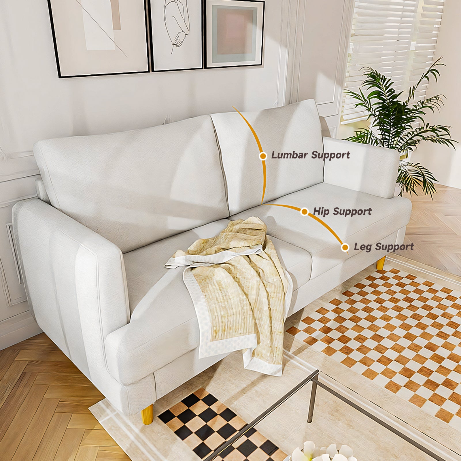 70" Modern Loveseat Sofa with USB Ports