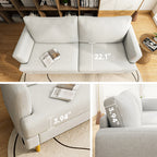 70" Modern Loveseat Sofa with USB Ports