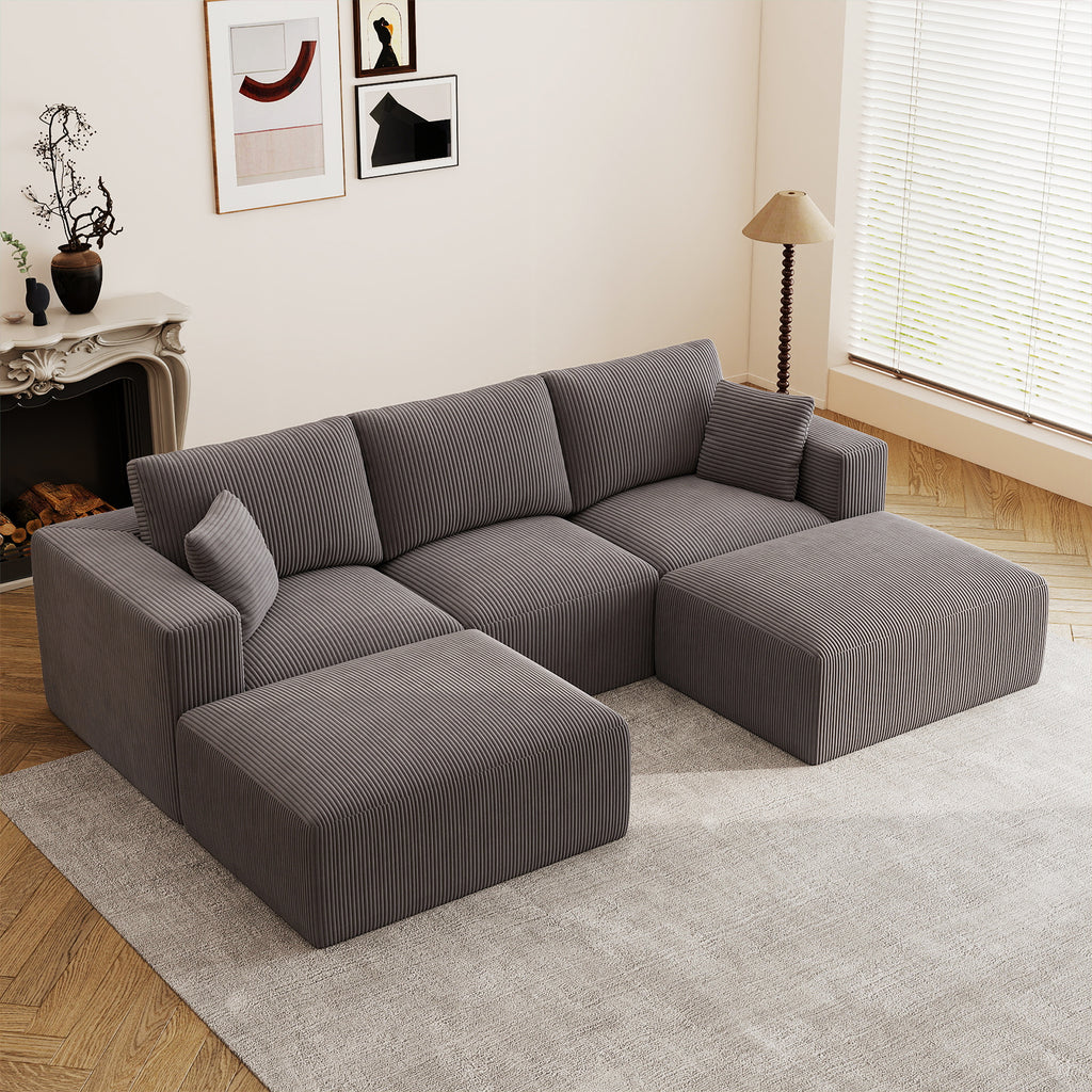 110" U-Shaped Modular Sectional Sleeper Sofa