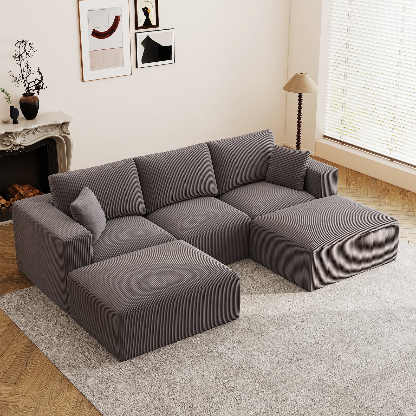 110" U-Shaped Modular Sectional Sleeper Sofa