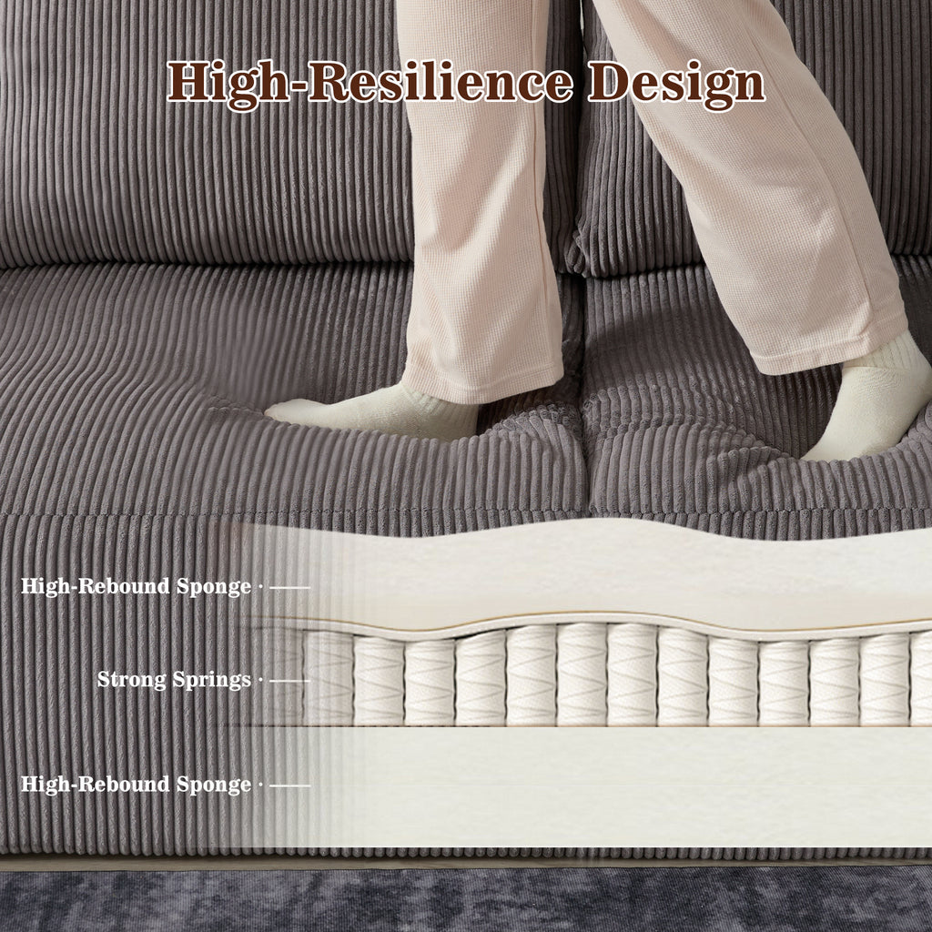 110" U-Shaped Modular Sectional Sleeper Sofa