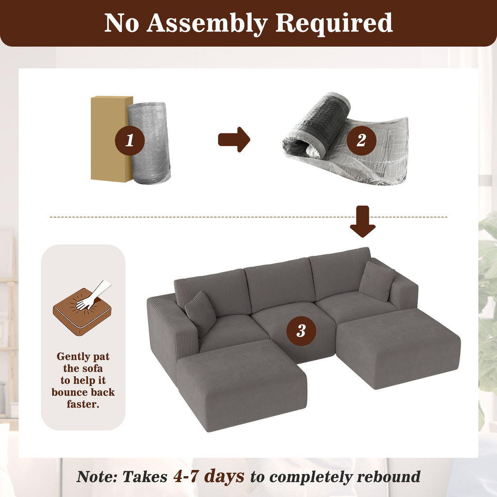 110" U-Shaped Modular Sectional Sleeper Sofa
