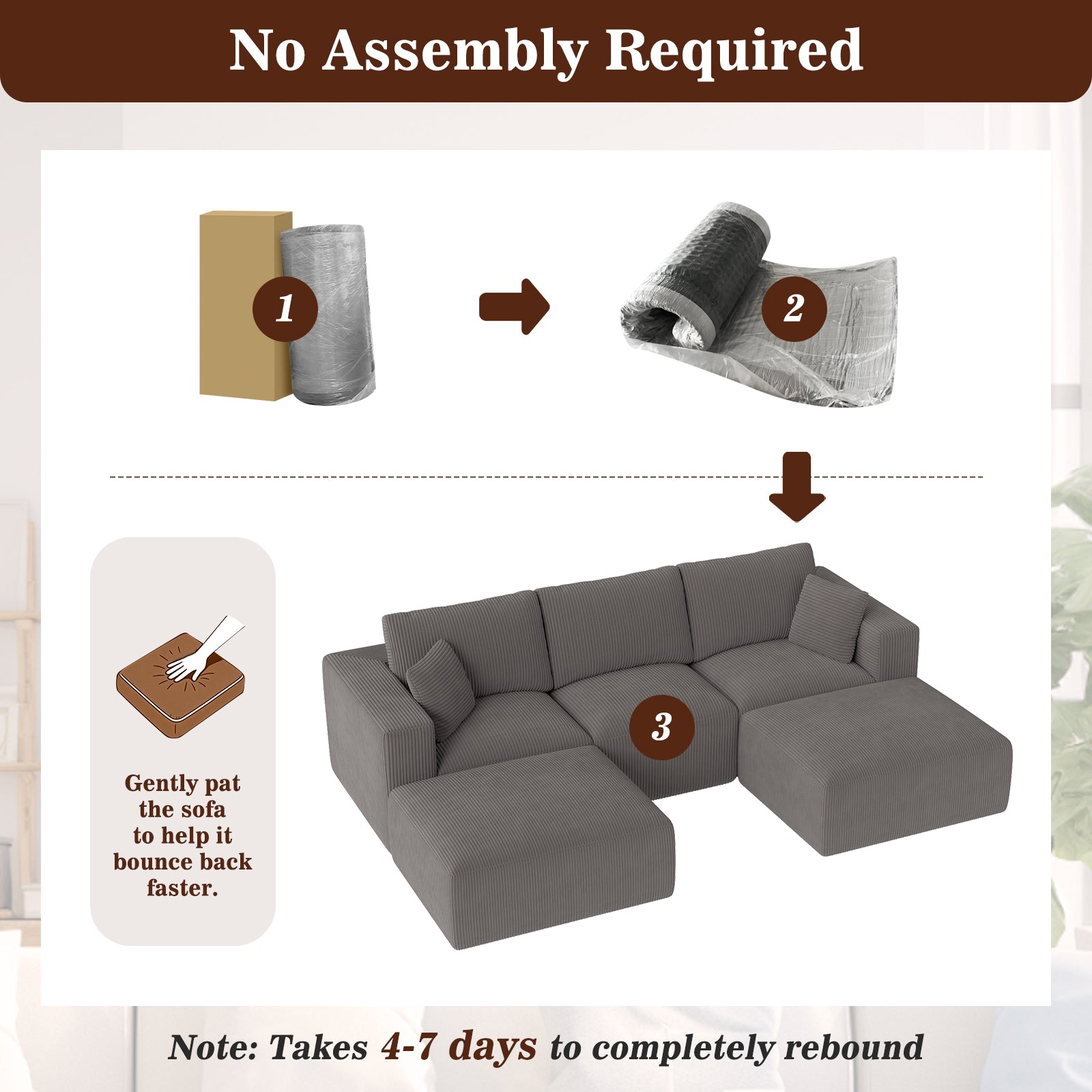 110" U-Shaped Modular Sectional Sleeper Sofa