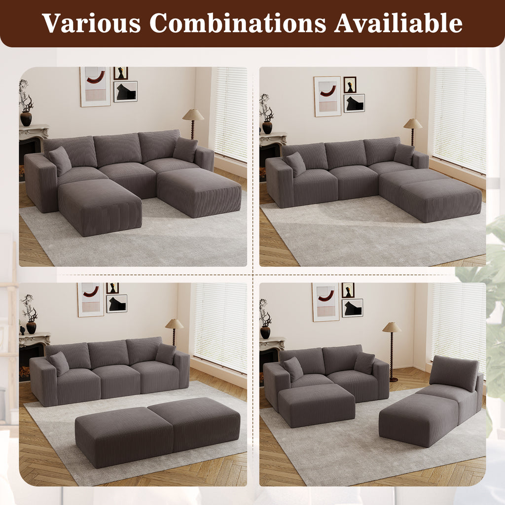 110" U-Shaped Modular Sectional Sleeper Sofa