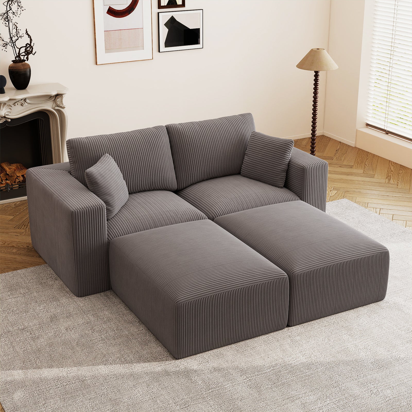 79" Modular Sectional Sofa Bed with Ottoman