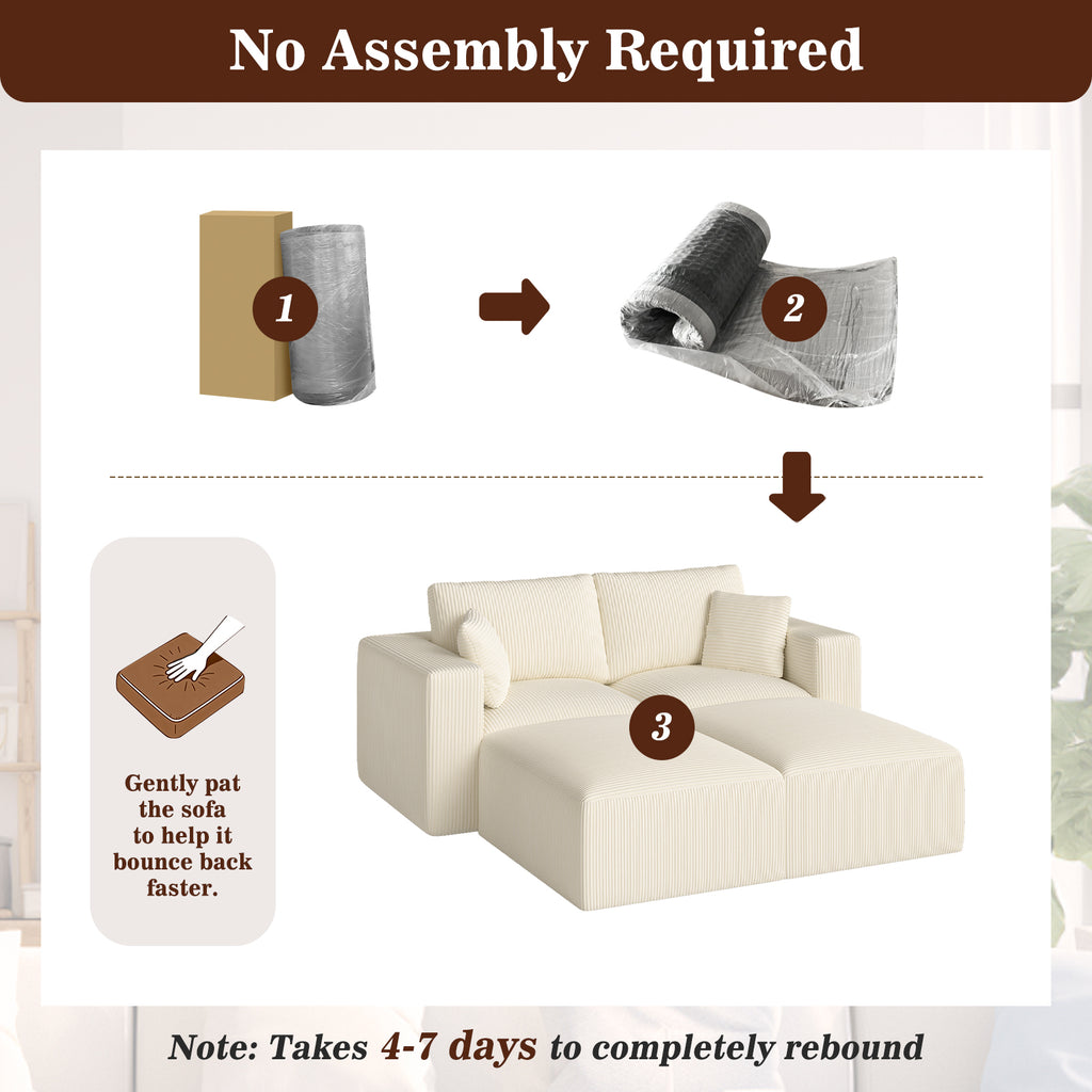 79" Modular Sectional Sofa Bed with Ottoman