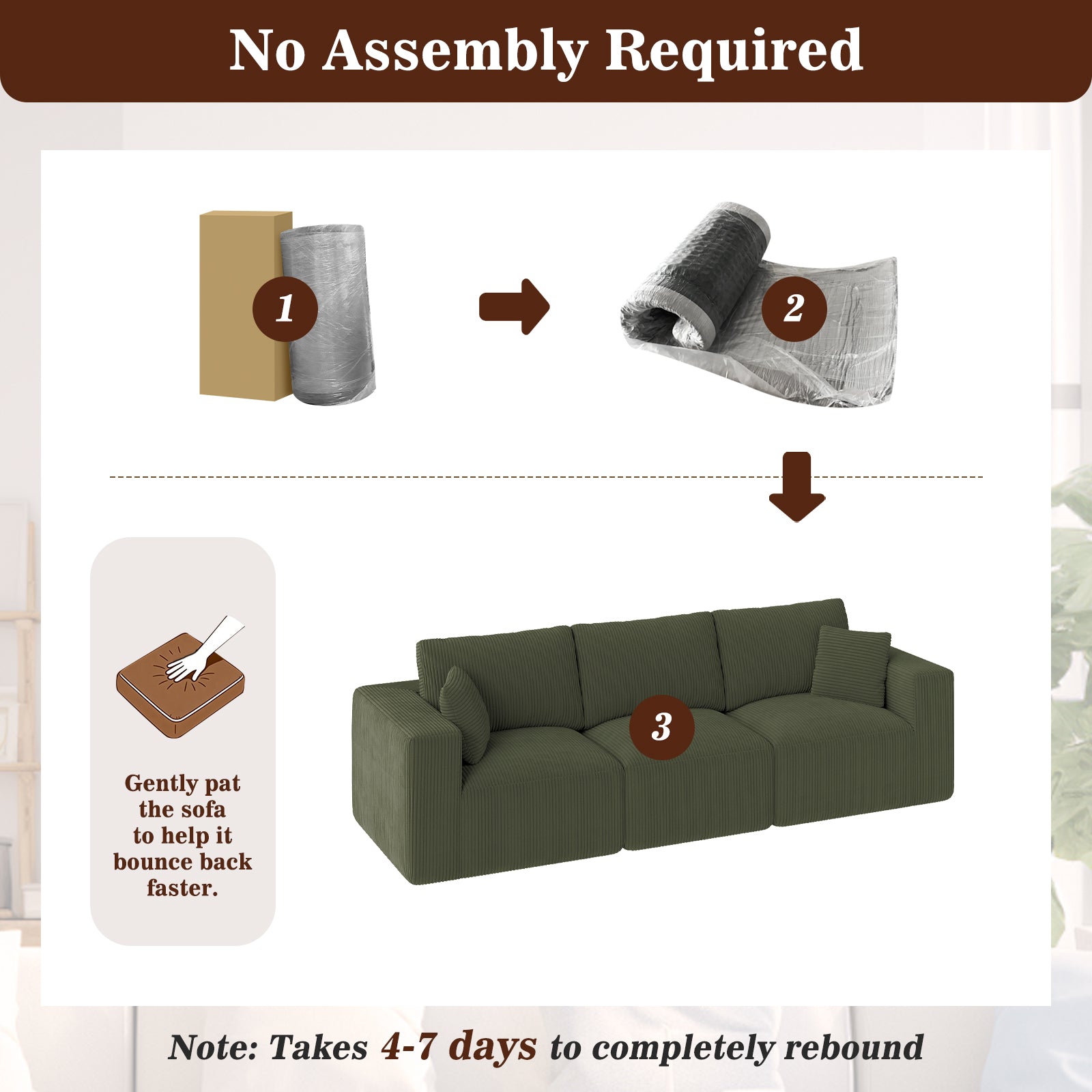 110" 3-Seater Modular Sectional Sofa