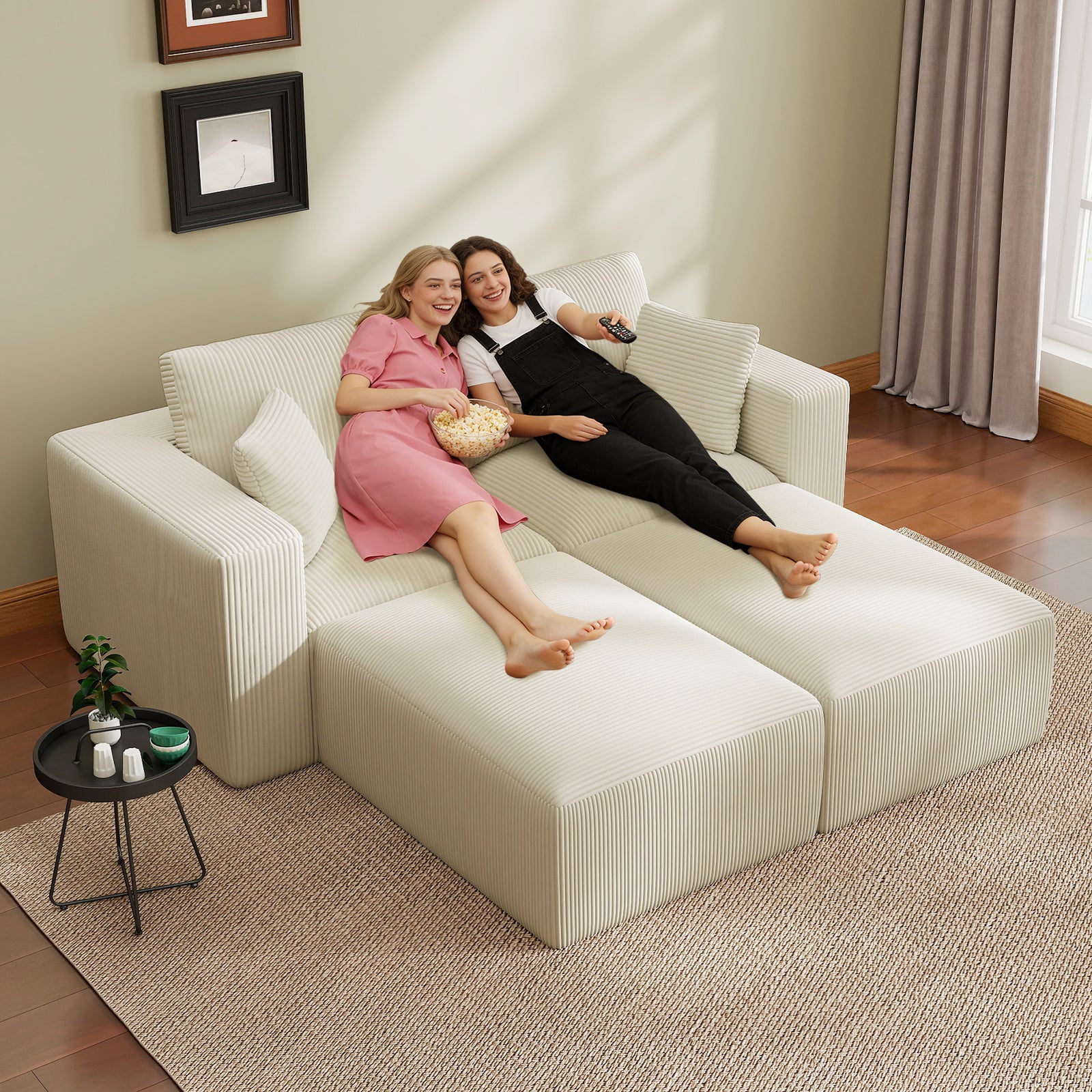 79" Modular Sectional Sofa Bed with Ottoman