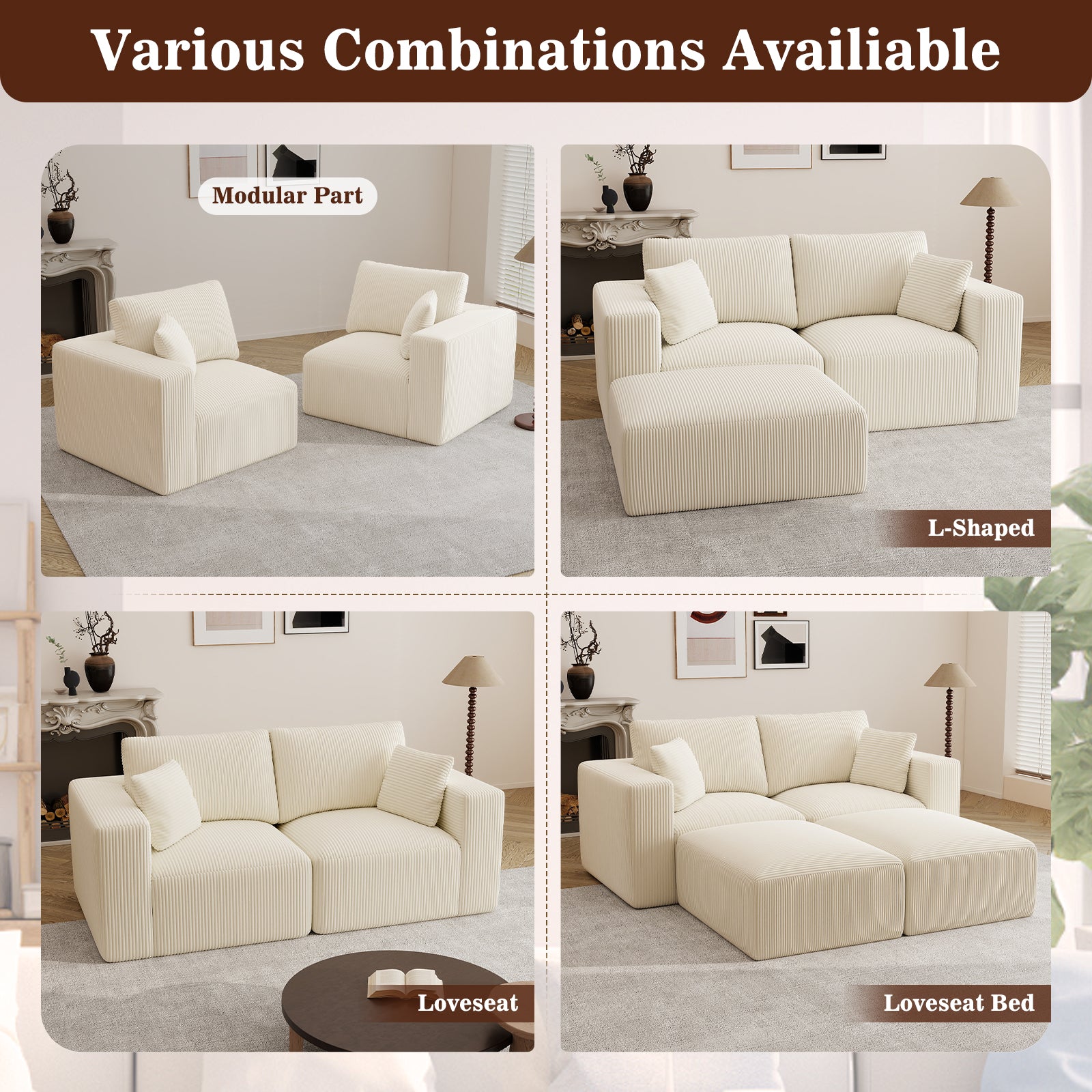79" Modular Loveseat Couch