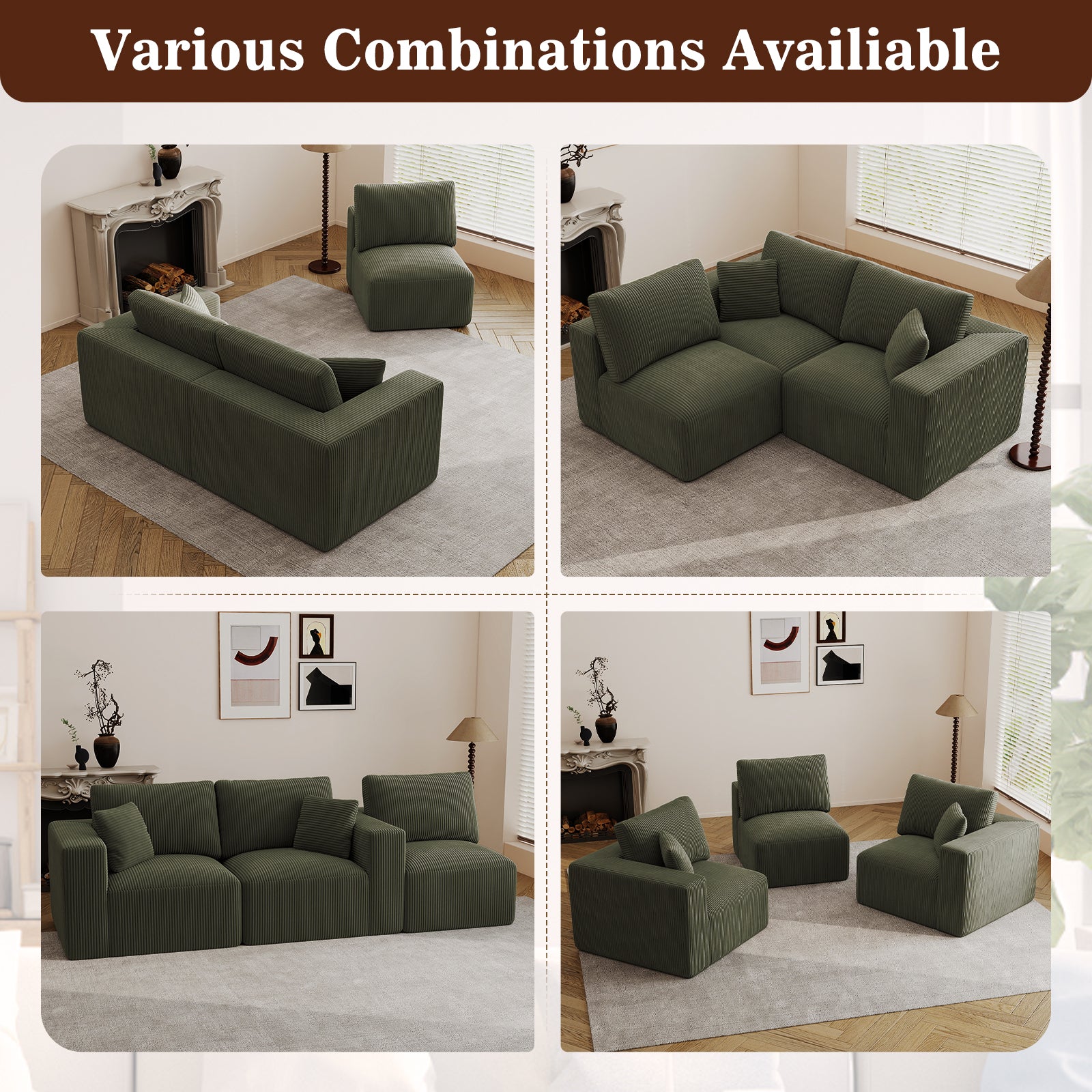 110" 3-Seater Modular Sectional Sofa
