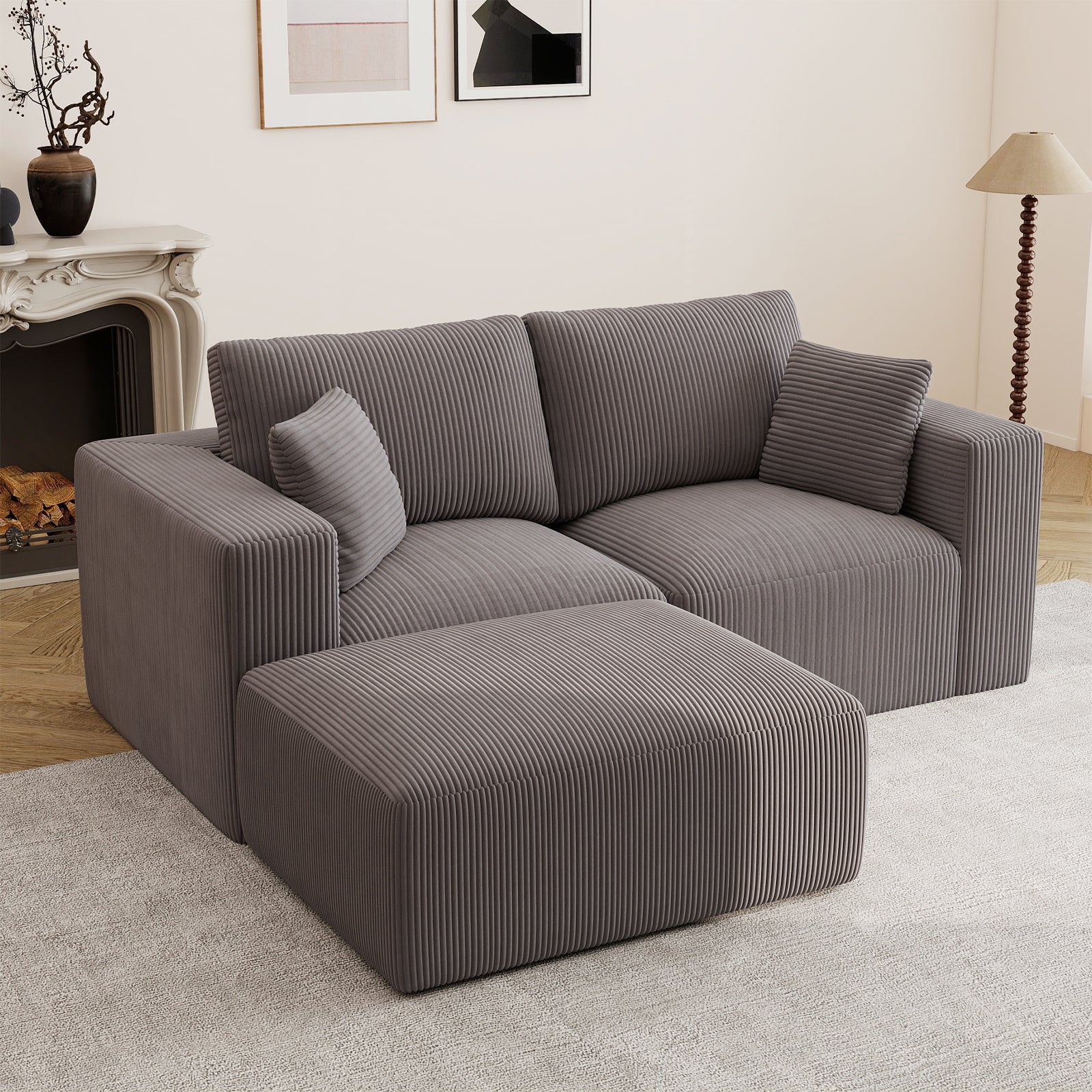 79" L-Shaped Modular Sectional Sofa with Ottoman & Chaise