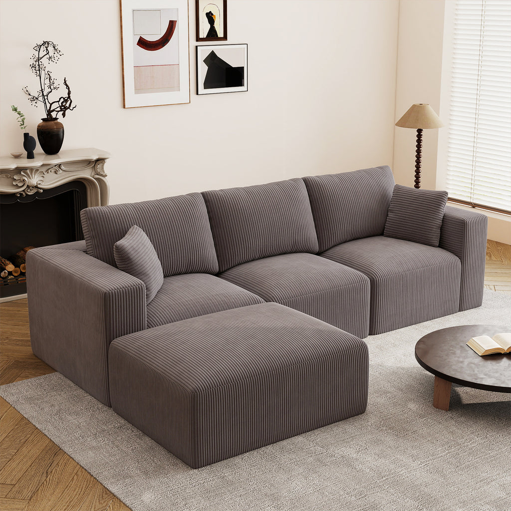 110" L-Shaped Modular Sectional Sofa with Ottoman
