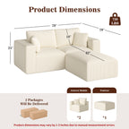 79" L-Shaped Modular Sectional Sofa with Ottoman & Chaise