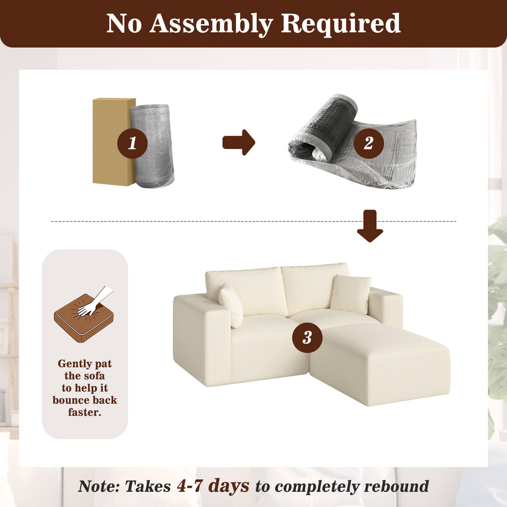 79" L-Shaped Modular Sectional Sofa with Ottoman & Chaise