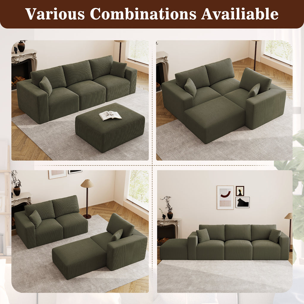110" L-Shaped Modular Sectional Sofa with Ottoman